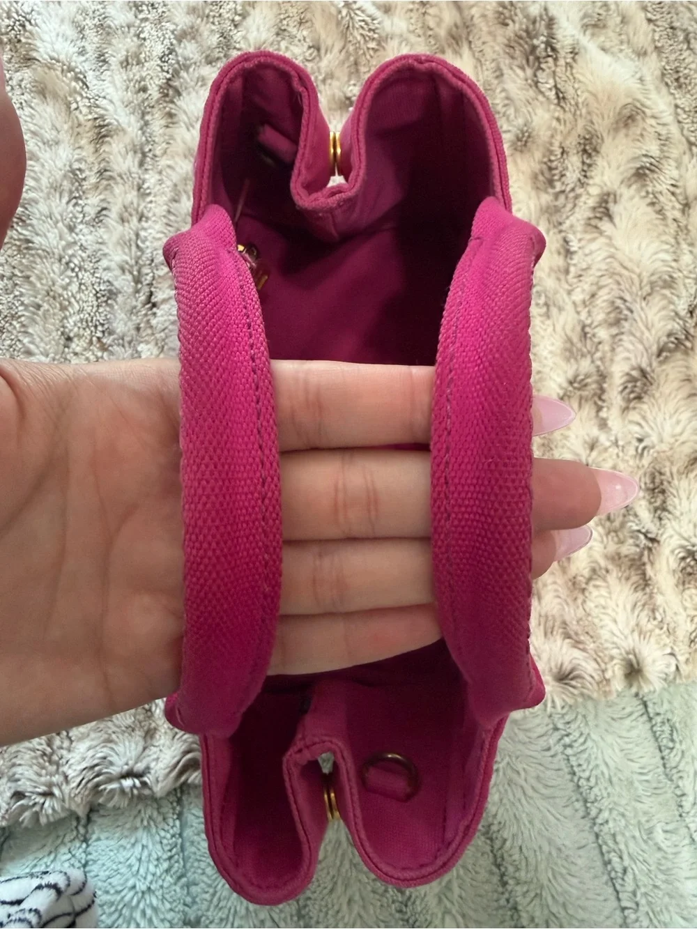 Prada Canapa Mini Canvas Bag, Fuchsia Pink